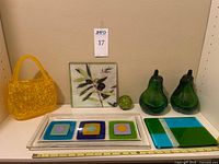 Group shot of all seven glass pieces