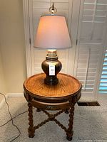 Lamp on table showing both items together