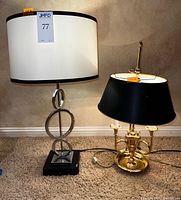 Front view of both lamps showing overall design, shades, bases