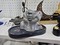 Front view of sculptural gypsum concrete jewelry box on oval base