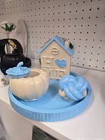 All four gypsum concrete decor items on display