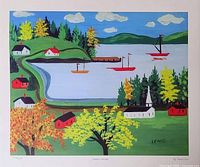 Front view of full lithograph showing image, white border, artist signature and numbering