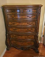 Full view of dresser showing overall design and drawer configuration