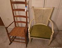 Rocking chair and armchair side by side