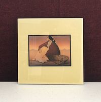 Front view of tile showing artwork and cream border