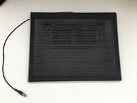 Top view of Targus cooling pad showing perforated fan area and USB cable