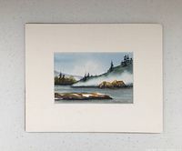 Front view of matted painting