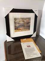 Framed print with Certificate of Authenticity on table