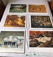 All six different print images laid out on flat surface