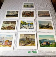All ten different Casson print images laid out on table