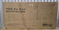 Sealed cardboard box labelled ITEM: Bar Stool N707P185629G with line drawing of stool