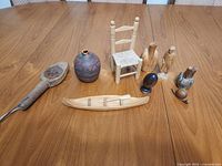 All nine items grouped on table