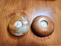 Both tea light holders side by side with LED light inserted