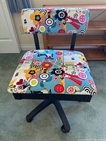 Front view of upholstered swivel chair