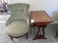 Chair front view beside table