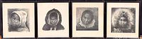 Group shot of the four framed Gloria Rankin charcoal prints