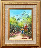 Full view of framed oil painting