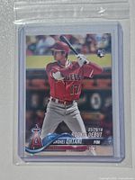 Front view of Shohei Ohtani 2018 Topps Rookie Debut card in sleeve