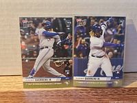 Front view of both 2019 Topps Now Vladimir Guerrero Jr. rookie cards (#14 and #26)