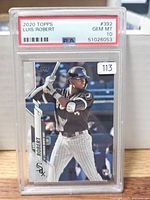 Front of PSA-graded Luis Robert rookie card showing label with 2020 Topps, card #392, grade Gem MT 10