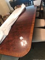 Top view of full dining table with leaf inserted