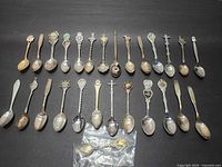 Full layout of 25 spoons on black background with bagged spoons below