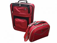 Both red American Tourister luggage pieces side by side