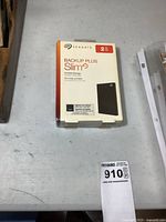 Front view of sealed Seagate Backup Plus Slim 2TB box