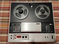 Top view showing both reel hubs, head cover and control layout