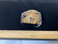 Top view of cuff showing gold leaf pattern and scale beside ruler