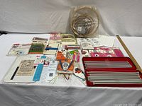 Overview of all crafting items laid out on table