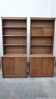 Front view of both assembled bookcase units