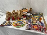 Group shot showing all McDonald's collectibles on table