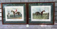 Front view showing both framed racehorse prints