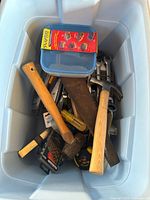 Overall view inside tote showing majority of hand tools and SnapTite container