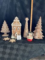 Group shot of all seven gingerbread ceramic items