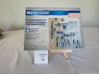 Front of sealed Mastercraft Pegboard Organizer Kit box showing branding and 43-piece count