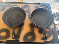 Top view of both Lodge skillets