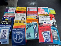 Full group of 30 sheet music pieces laid out in three rows