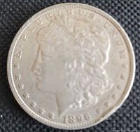 Obverse of 1896 Morgan silver dollar