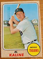 Front of 1968 Topps Al Kaline card showing player image and team info