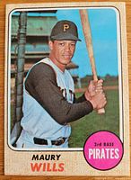 Front view of 1968 Topps Maury Wills #175 card
