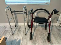 Walker and rollator side by side showing overall condition