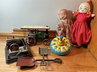 Group shot of all vintage toys in lot