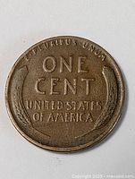 Reverse side showing ONE CENT and wheat ears