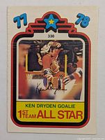 Front of Ken Dryden #330 1st Team All-Star card