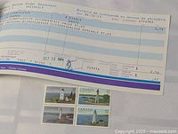 Order statement with stamps displayed below