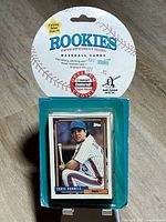 Front of sealed rookie baseball card blister showing Topps Chris Donnels card and ROOKIES branding