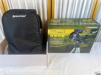 Retail box and Celestron backpack case