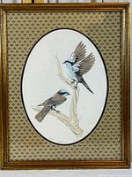 Framed limited edition print showing full view with patterned mat and gold frame